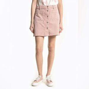 Women’s Pink Button-Front Corduroy Skirt